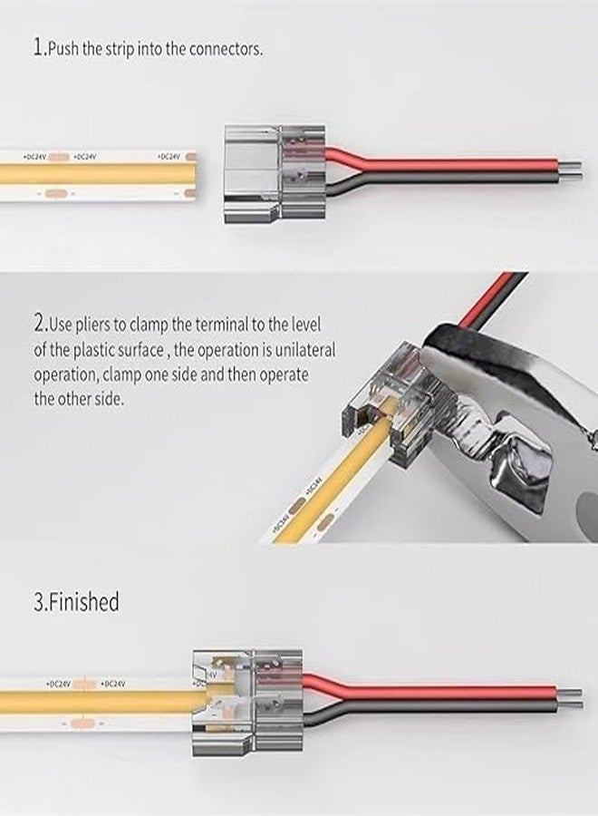 JACKAL 8mm LED Strip Light Connector for 12V/24V LED Strip | 2 Pin No Solder Wire to Strip Clip | LED Connector for Home Decoration, Car Lighting, DIY Use | India Compatible (Pack of 10) - Image 3